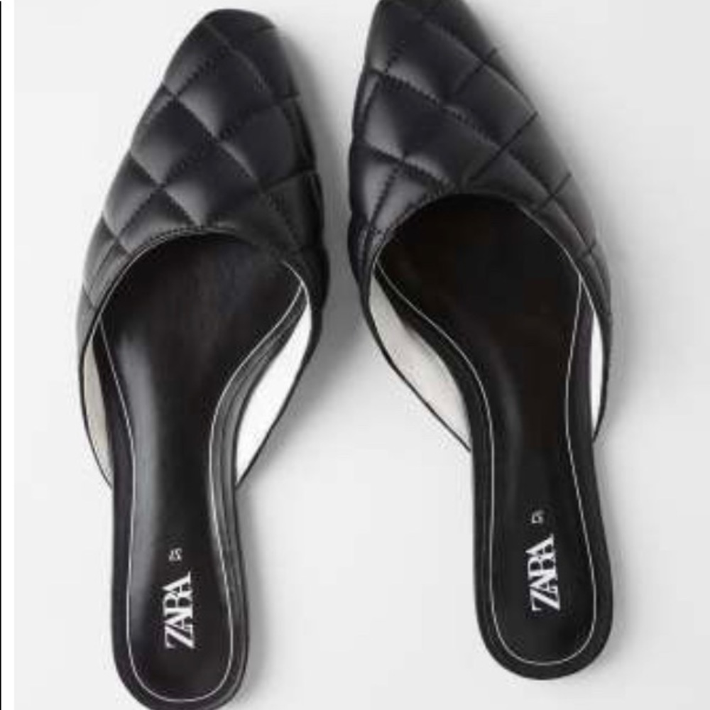 Zara Black Quilted Mules ***Brand New*** size 37/6